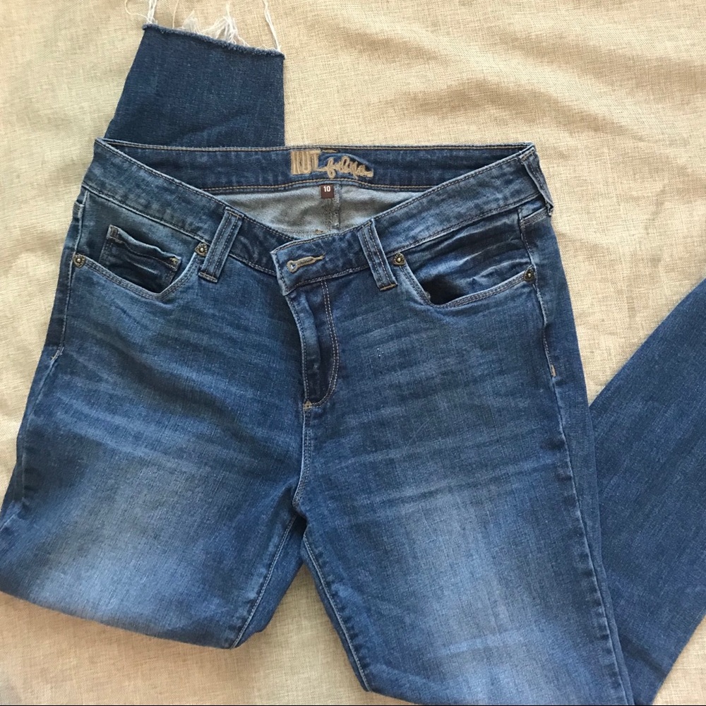 Kut from the Kloth frayed ankle skinny jeans 